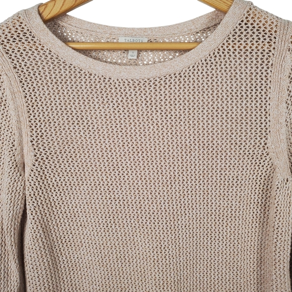 Talbots Beige Knit Sweater. Cotton Mesh Like Tunic. SM. A006 - Picture 2 of 8